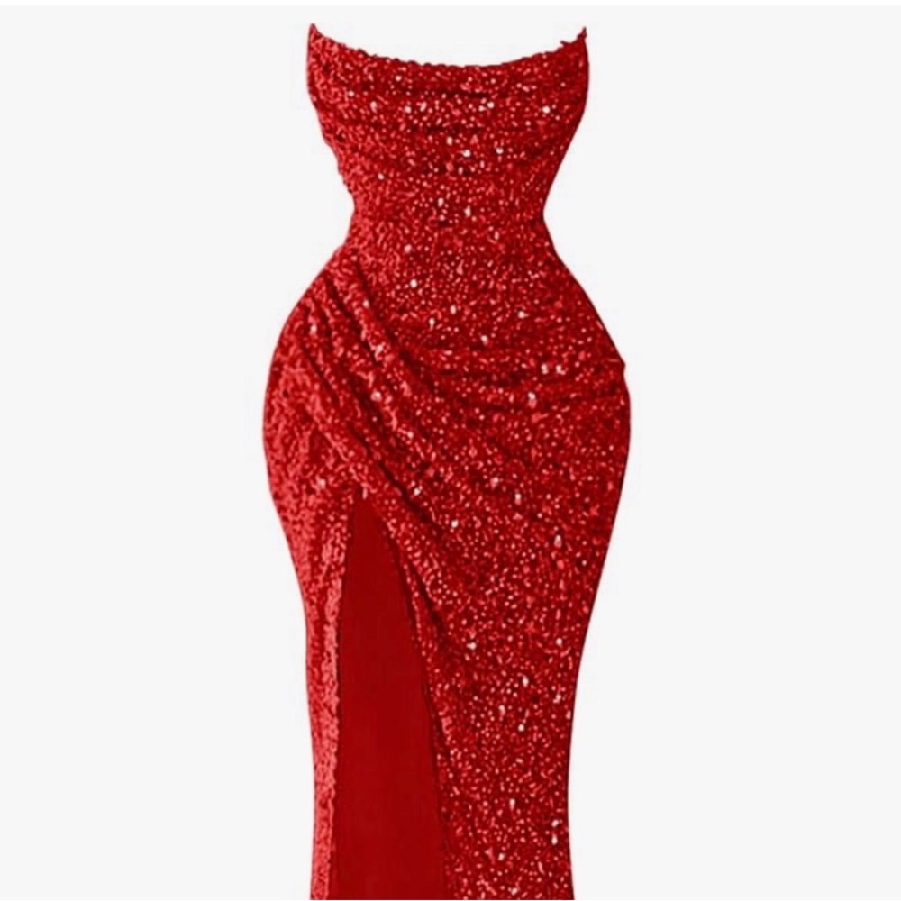 Elegant Red Sequin Evening Gown